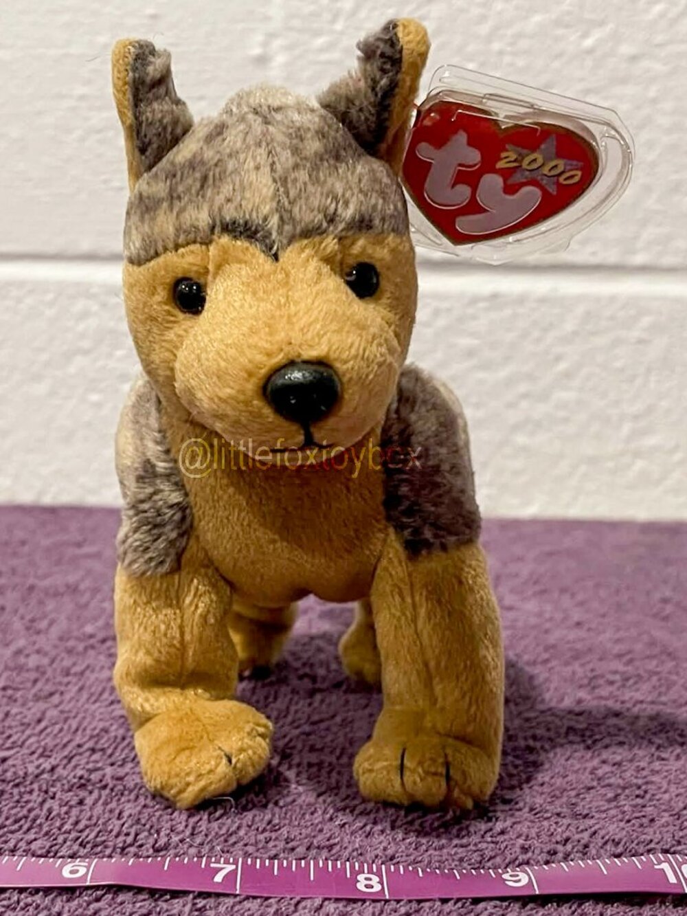 TY Beanie Baby SARGE German Shepherd Dog 2000 Plush Hang Tag Protector Vintage